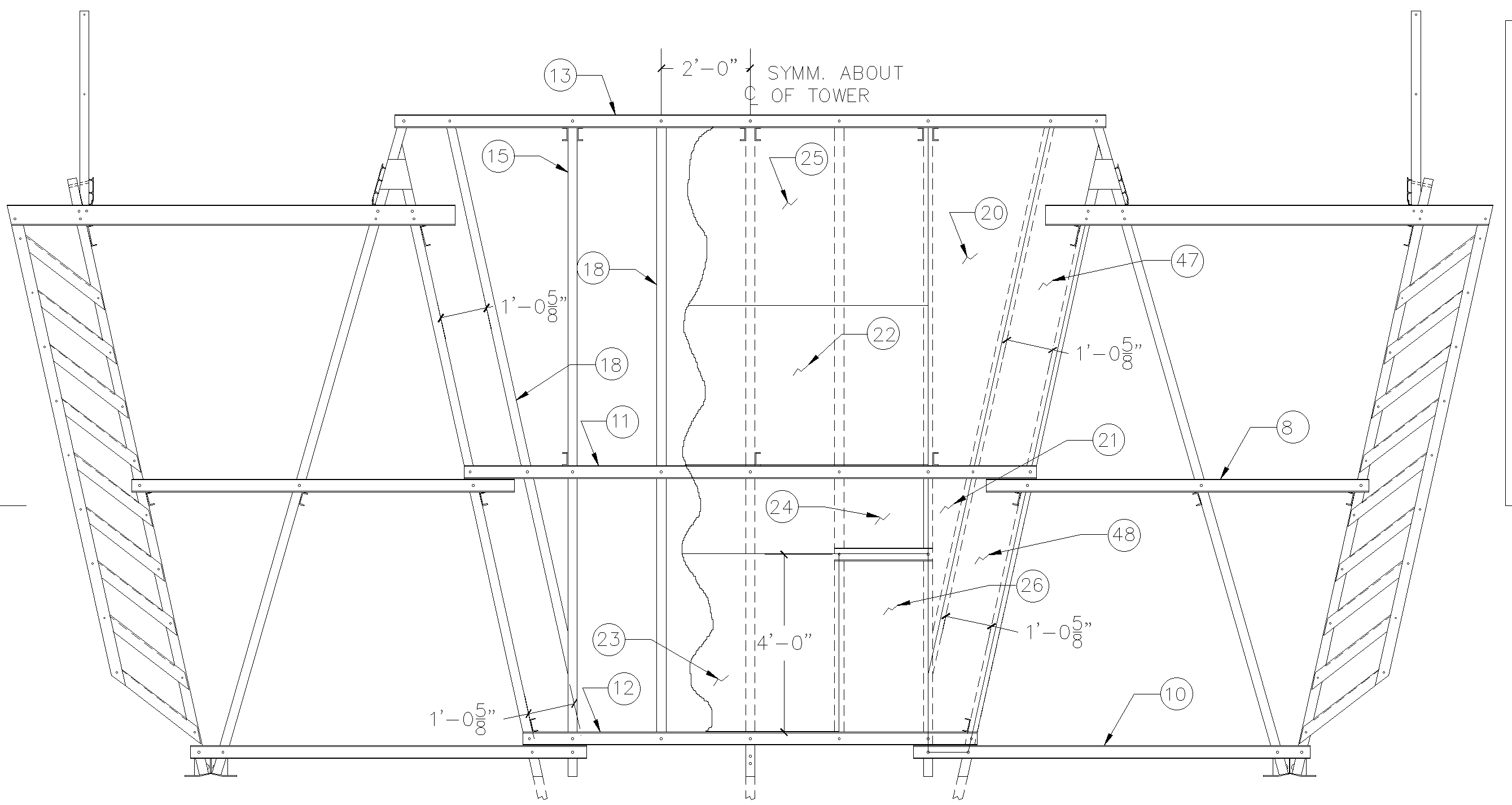 A drawing of the front section of an airplane.